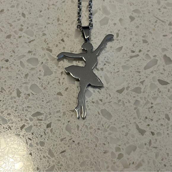 Stainless Steel Ballet Dancer Themed Pendant Necklace - Picture 6 of 9